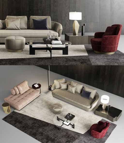 minotti grand jacques sofa set 3d model max 3ds fbx