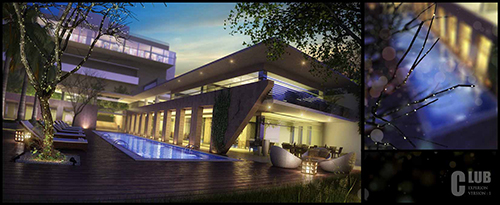 modern hotel with swimming pool 3d model max